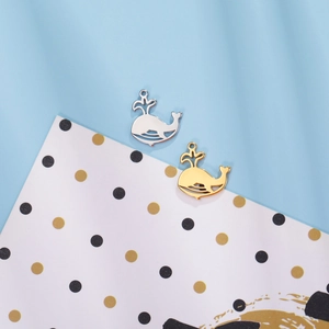 Pendentif Baleine à Jet d'eau en Acier Inoxydable pour Bijoux DIY Breloque Animal Marin Ajouré Accessoire