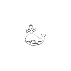 Pendentif baleine en acier inoxydable poli avec design minimaliste de jet d'eau
