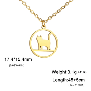 Collana minimalista in acciaio inossidabile con pendente a gatto dorato e misure