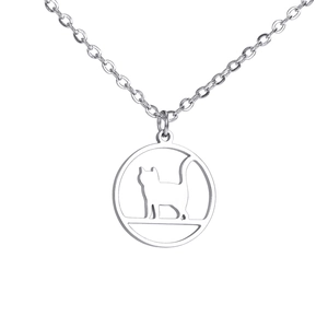 Collana minimalista in acciaio inossidabile con ciondolo a silhouette di gatto traforato