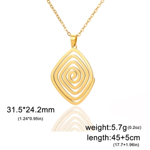 Minimalist golden spiral geometric pendant necklace with dimensions 31.5 by 24.2 mm