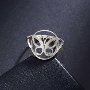 Hohler Schmetterling Edelstahl Ring Damen Herren Vergoldet Versilbert Elegant Tier Motiv Minimalistisch Schmuck Fingerring