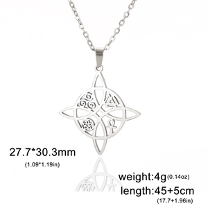 Celtic knot cross pendant necklace in stainless steel with pentagram and ankh symbols