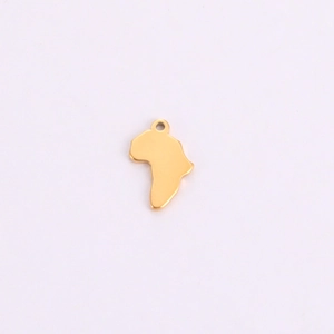Polished 18K gold-plated stainless steel Africa map pendant with a smooth mirror finish