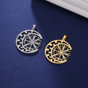 Viking Vegvisir compass pendant charms in gold and silver finish for DIY jewelry