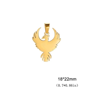 Gold-plated stainless steel eagle pendant with 18mm by 22mm dimensions for DIY jewelry