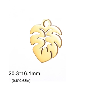 Μενταγιόν φύλλο monstera από ανοξείδωτο ατσάλι 18K χρυσό 20,3x16,1mm για DIY κοσμήματα