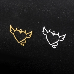 Colgante de Corazón de Ángel Diablo de Acero Inoxidable DIY Amuleto de Ala Hueca para Collar Pulsera Pendientes Accesorio de Joyería