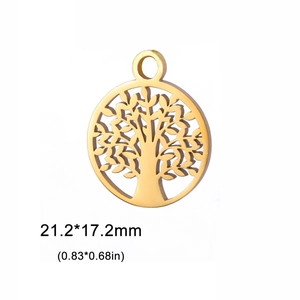 Ciondolo Albero della Vita in acciaio lucido traforato 21.2x17.2mm per gioielli fai da te