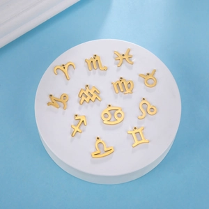 Lot de 12 pendentifs zodiaque en or 18 carats pour bijoux DIY colliers et bracelets