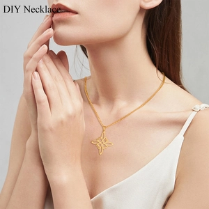 18k gold plated stainless steel necklace featuring a vintage hollow witch knot pendant