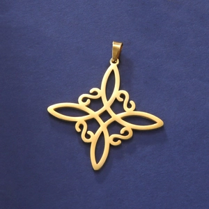 18k gold plated stainless steel witch knot pendant necklace with vintage hollow design