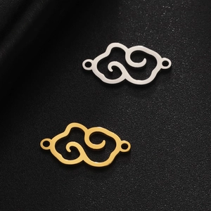 Stainless Steel Auspicious Cloud Connector Pendant Hollow Traditional Style DIY Jewelry Findings Linking Charm