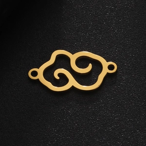 Golden stainless steel auspicious cloud connector charm for DIY jewelry making