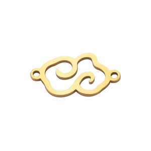 Golden stainless steel auspicious cloud pendant connector for DIY jewelry making charms