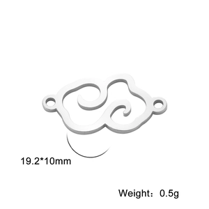 Stainless steel auspicious cloud connector pendant for DIY jewelry, 19.3x10.1mm size