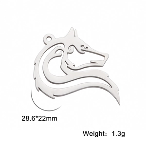 Holle roestvrijstalen wolfskop hanger 28,6x22mm voor doe-het-zelf sieraden en accessoires