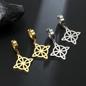 Roestvrijstalen Heksenknoop Oorbellen Voor Dames Holle Wicca Keltische Knoop Hanger Geometrische Sieraden Mode Cadeau