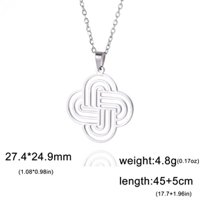 Celtic knot hollow cross pendant necklace in polished stainless steel for women