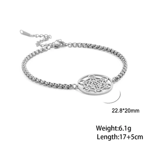 Bracelet ajustable en acier inoxydable avec pendentif Cube de Métatron