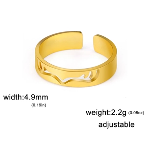 Verstellbarer Hirschgeweih-Ring aus goldenem Edelstahl für Herren, 4,9 mm Breite