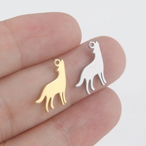 Colgantes de lobo aullando en oro y plata, dijes de animales minimalistas para joyería DIY