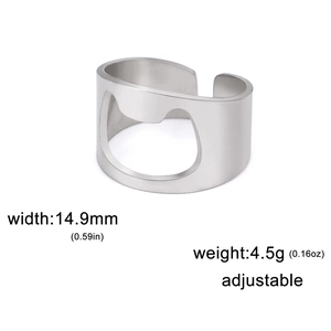 Adjustable silver owl head bottle opener ring made of stainless steel for men and women
