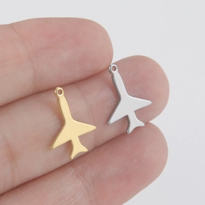Colgantes de avión en acero inoxidable chapado en oro de 18K y plata para hacer joyería