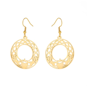 Gouden roestvrijstalen Claddagh oorbellen met Keltische knoop en ronde hanger