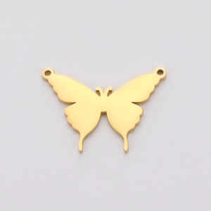 Polished gold butterfly jewelry connector with double loops for DIY necklace and bracelet