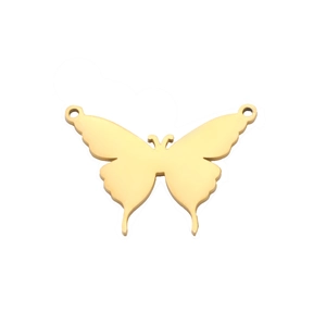 Polished gold butterfly pendant with double holes for DIY jewelry making and crafts