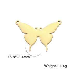 Polished butterfly charm for jewelry making with double holes in gold finish