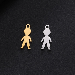 Polished stainless steel little boy silhouette pendants in gold and silver finish