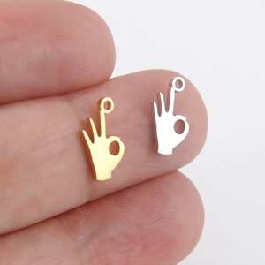 Gold and silver OK hand sign charms for DIY necklace and bracelet jewelry making