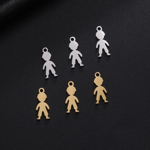 Polished stainless steel boy silhouette pendants in gold and silver set of six