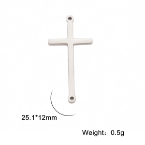 Minimalistischer doppelloch Kreuz-Anhänger aus Edelstahl, Abmessung 25,1x12mm