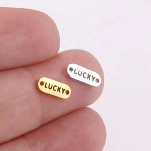 Minimalist Lucky pendant in gold and silver steel for DIY jewelry making