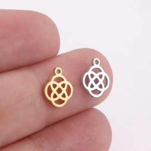 Pendentifs nœud celtique en acier doré et argenté pour la création de bijoux DIY