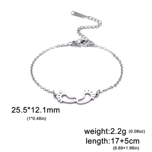 Stainless steel bracelet with hollow feet pendant, length 17+5cm, weight 2.2g