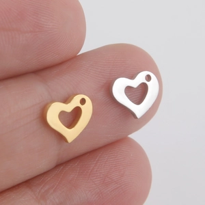 Gold and silver heart shaped hollow pendants for DIY necklace and bracelet making
