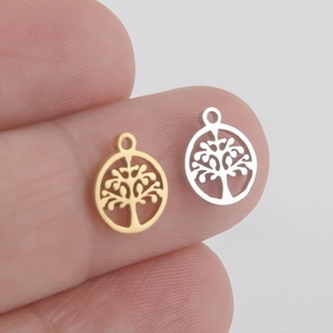 304 stainless steel hollow tree of life pendants in gold and silver finish