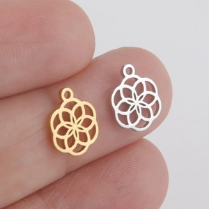 Pendentifs fleur vintage plaqués or 18 carats pour création de bijoux DIY en or et argent