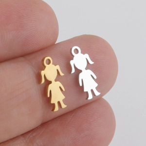 Pendentifs fille en acier inoxydable poli, or et argent pour bijoux DIY