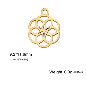 Colgante de flor en acero inoxidable chapado en oro 18K de 9,2x11,6mm