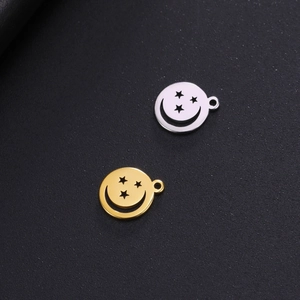 Pendentif étoile smiley minimaliste en or et argent pour bijoux DIY en acier inoxydable