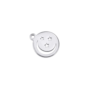 Pendentif lune et étoiles en acier poli pour création de bijoux DIY personnalisés