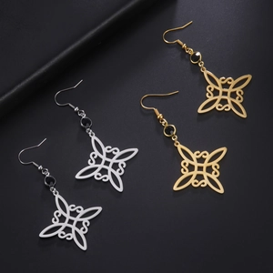 Edelstahl Hexenknoten Kreuz Ohrhänger Für Damen Gotisch Keltischer Knoten Hohl Geometrisch Strass Schmuck