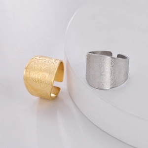 Vintage roestvrijstalen Viking levensboom ringen met runen in goud en zilver finish