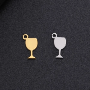 Pendentifs verres à vin en acier inoxydable doré et argenté pour bijoux DIY