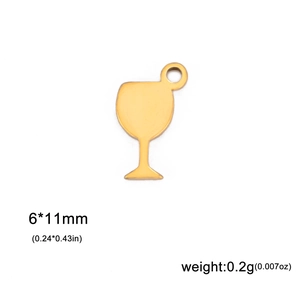 Pendentif verre à vin doré pour bijoux DIY, breloque de 6x11mm pour colliers